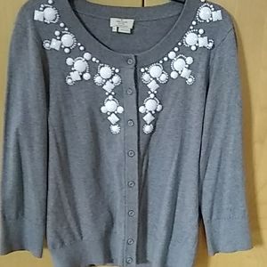 Kate Spade embellished cardigan cotton/silk XL